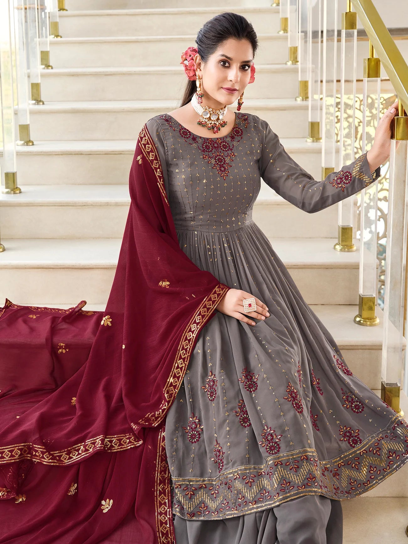 Georgette Palazzo Suit