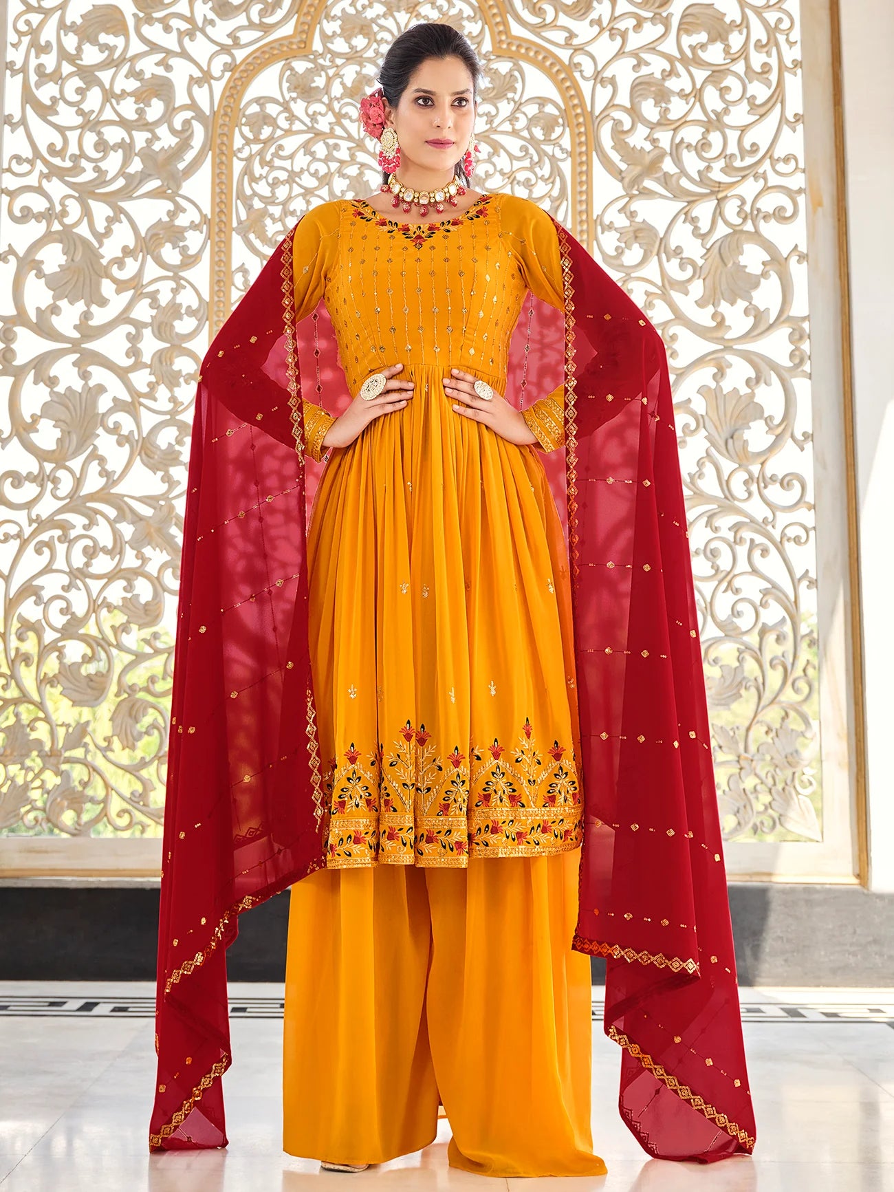 Rani Color Thread Palazzo Suit