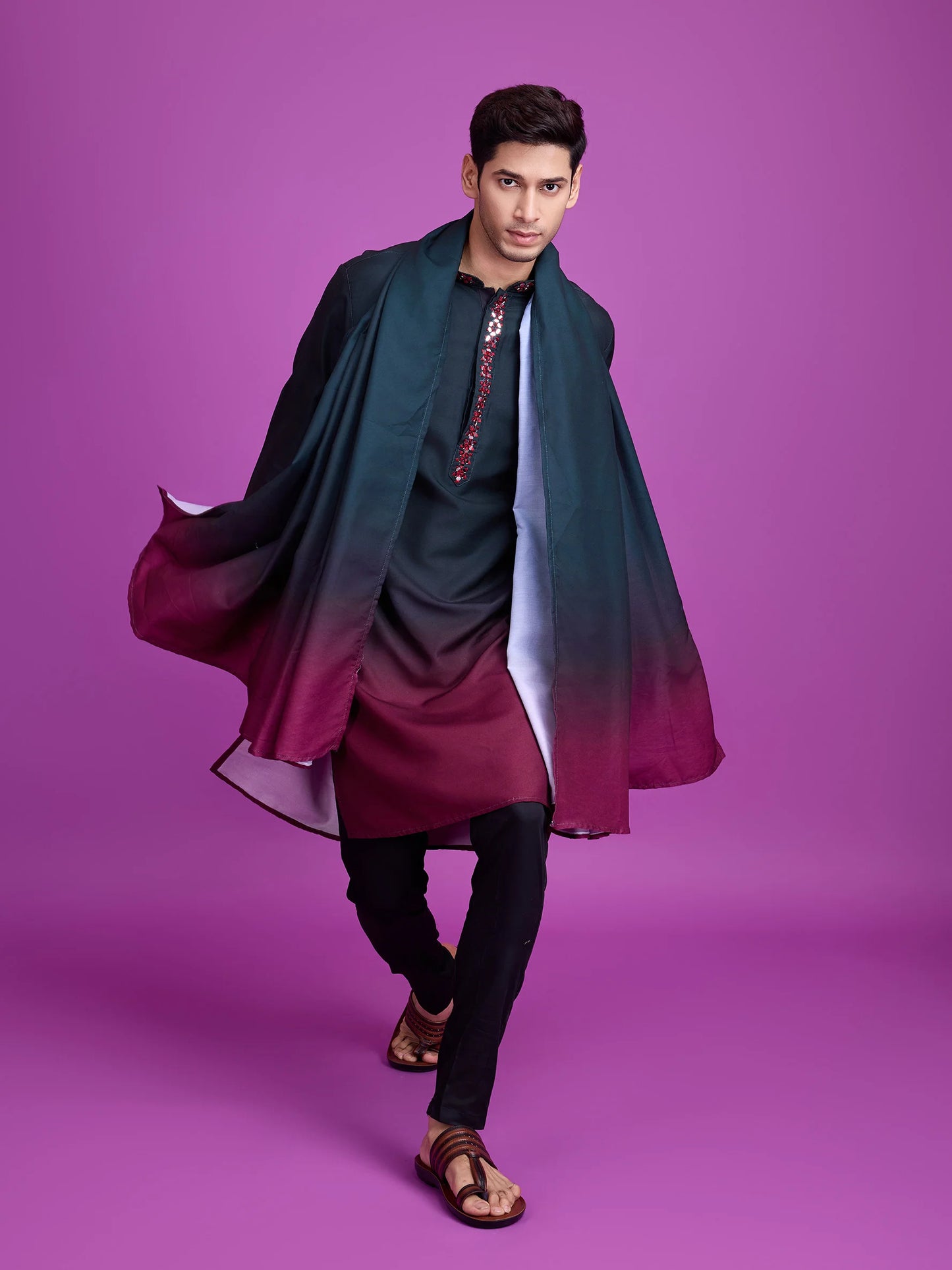 Green and Maroon Kurta
