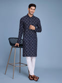Navy blue rayon men's kurta