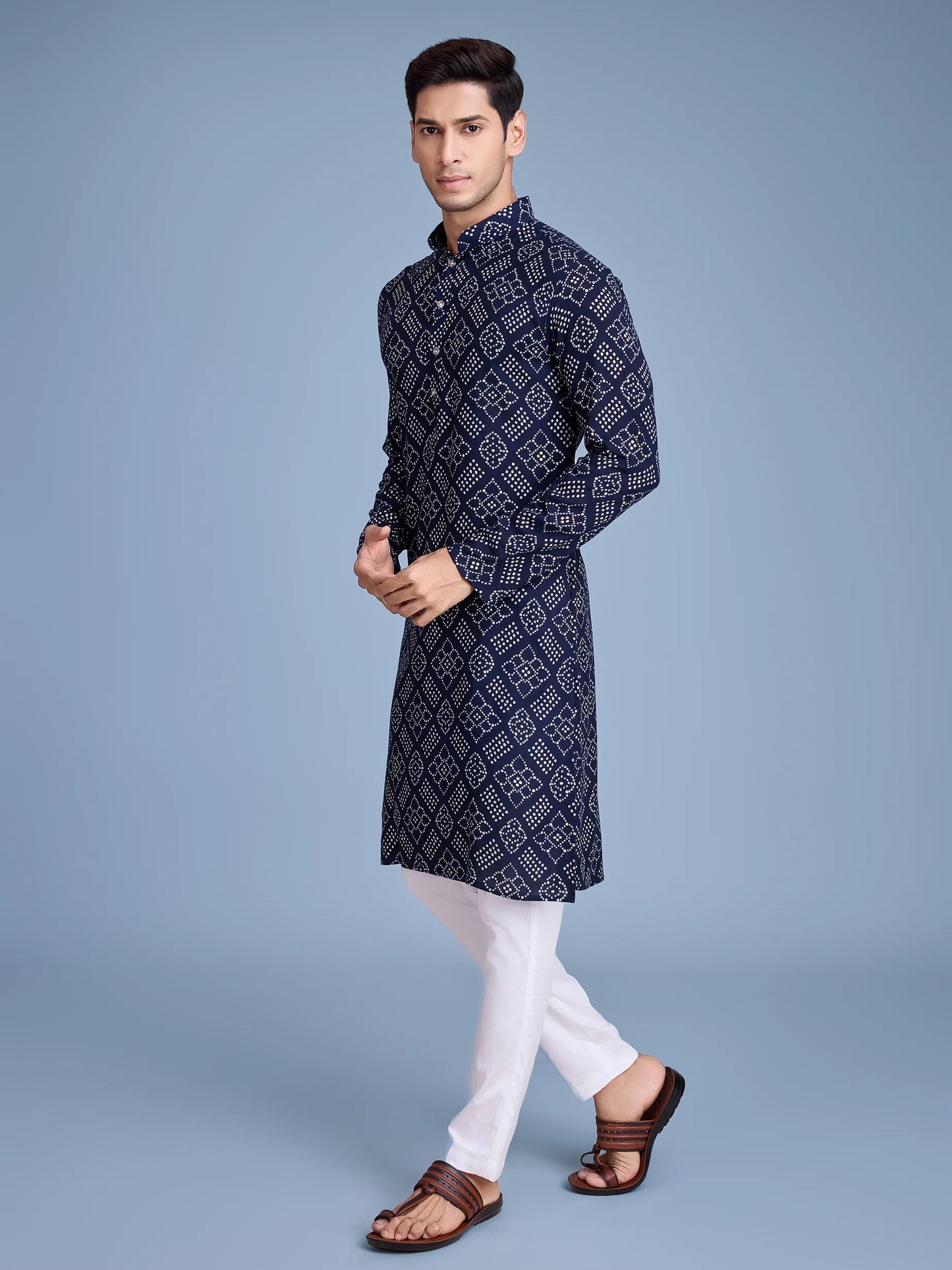 Stylish navy kurta for men