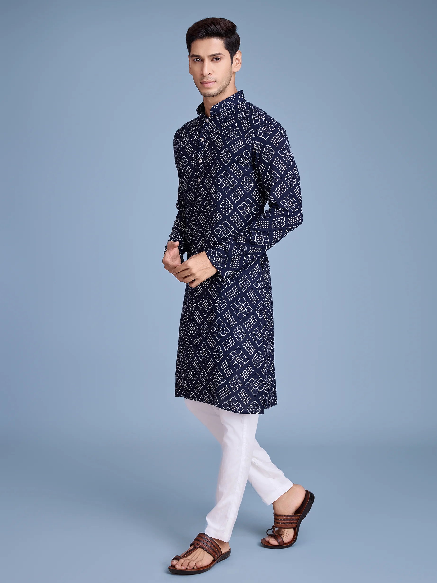 Stylish navy kurta for men