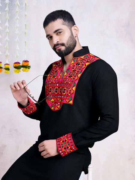 Embroidered Black Kurta