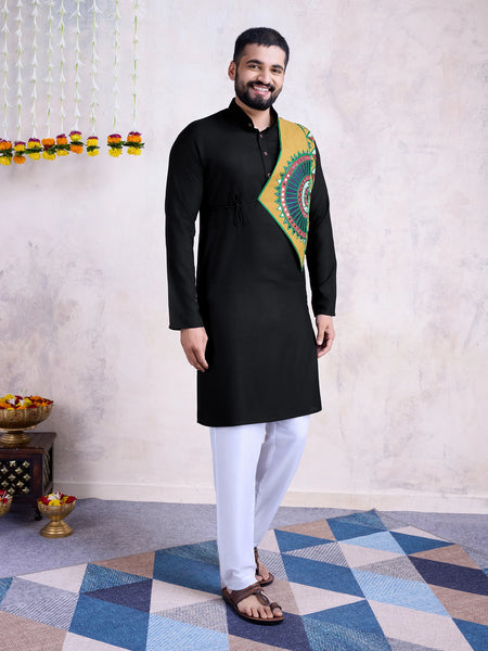 Stylish Black Kurta with Real Mirror Embroidery