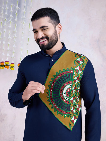 Embroidered Navy Kurta