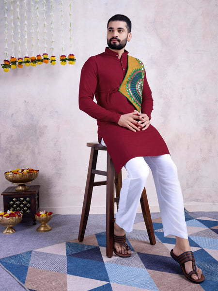 Maroon rayon kurta