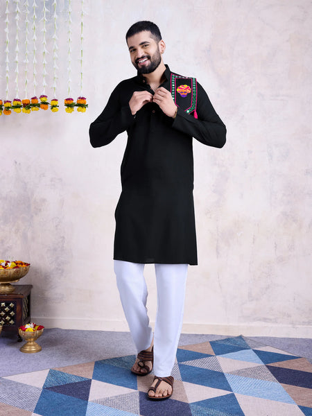 Black rayon kurta
