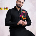Embroidered black kurta