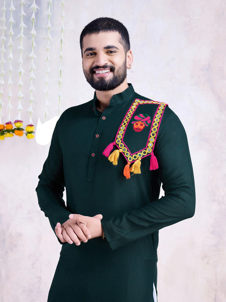 Embroidered Green Kurta