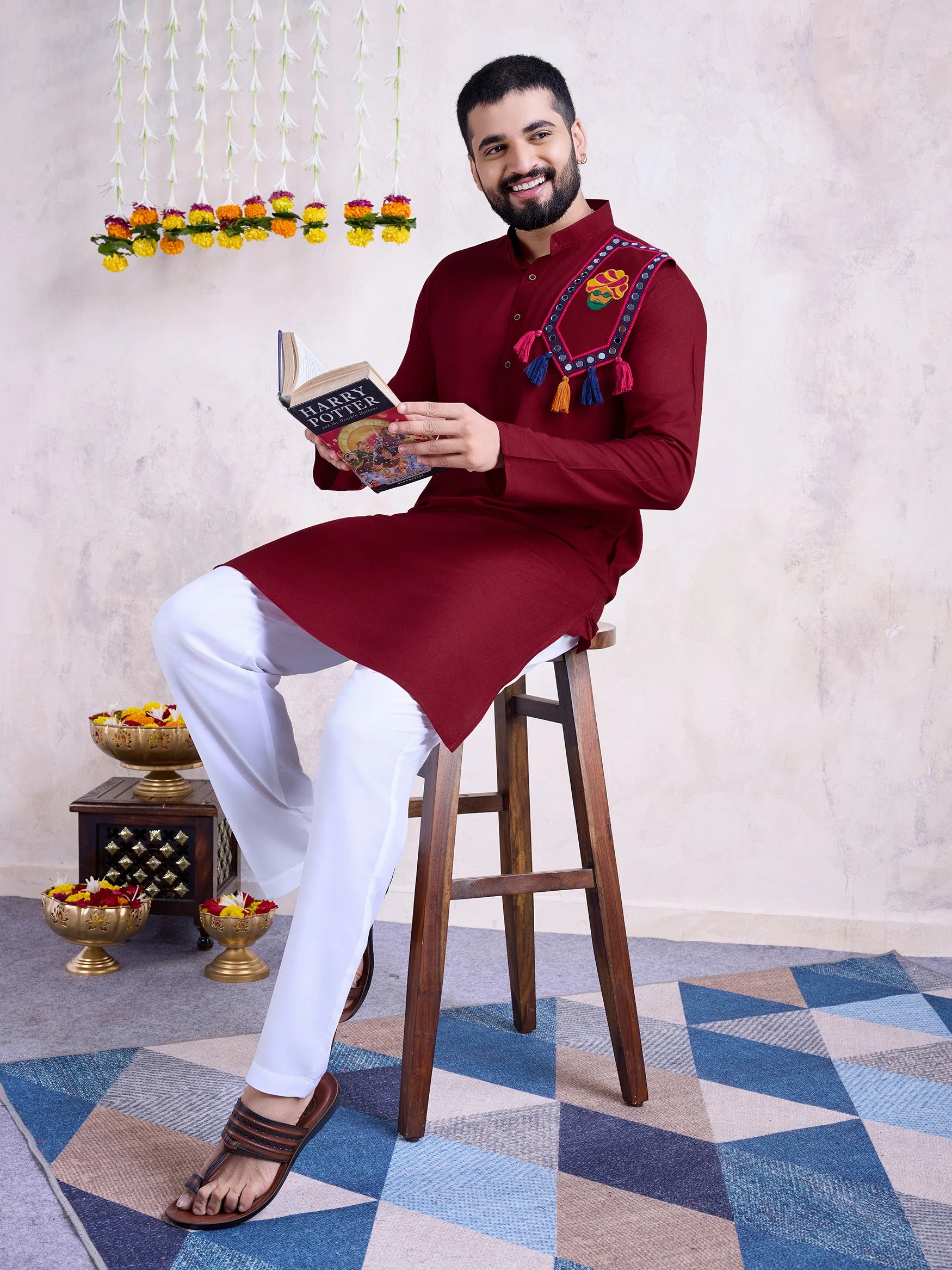 Maroon Rayon Kurta