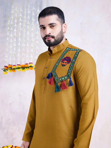 Designer Yellow Kurta with Embroidered Mirror Work
