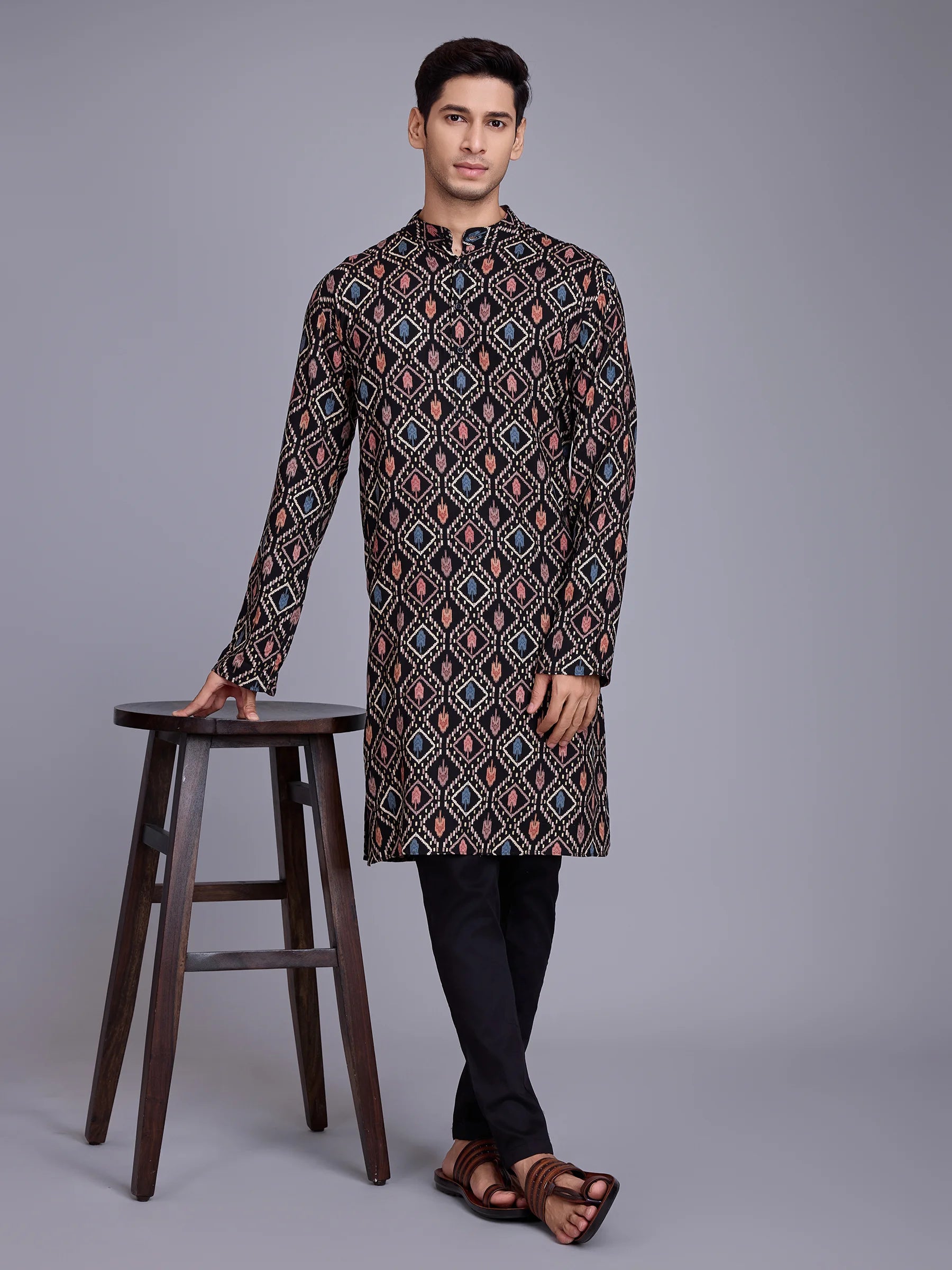 Black Rayon Kurta