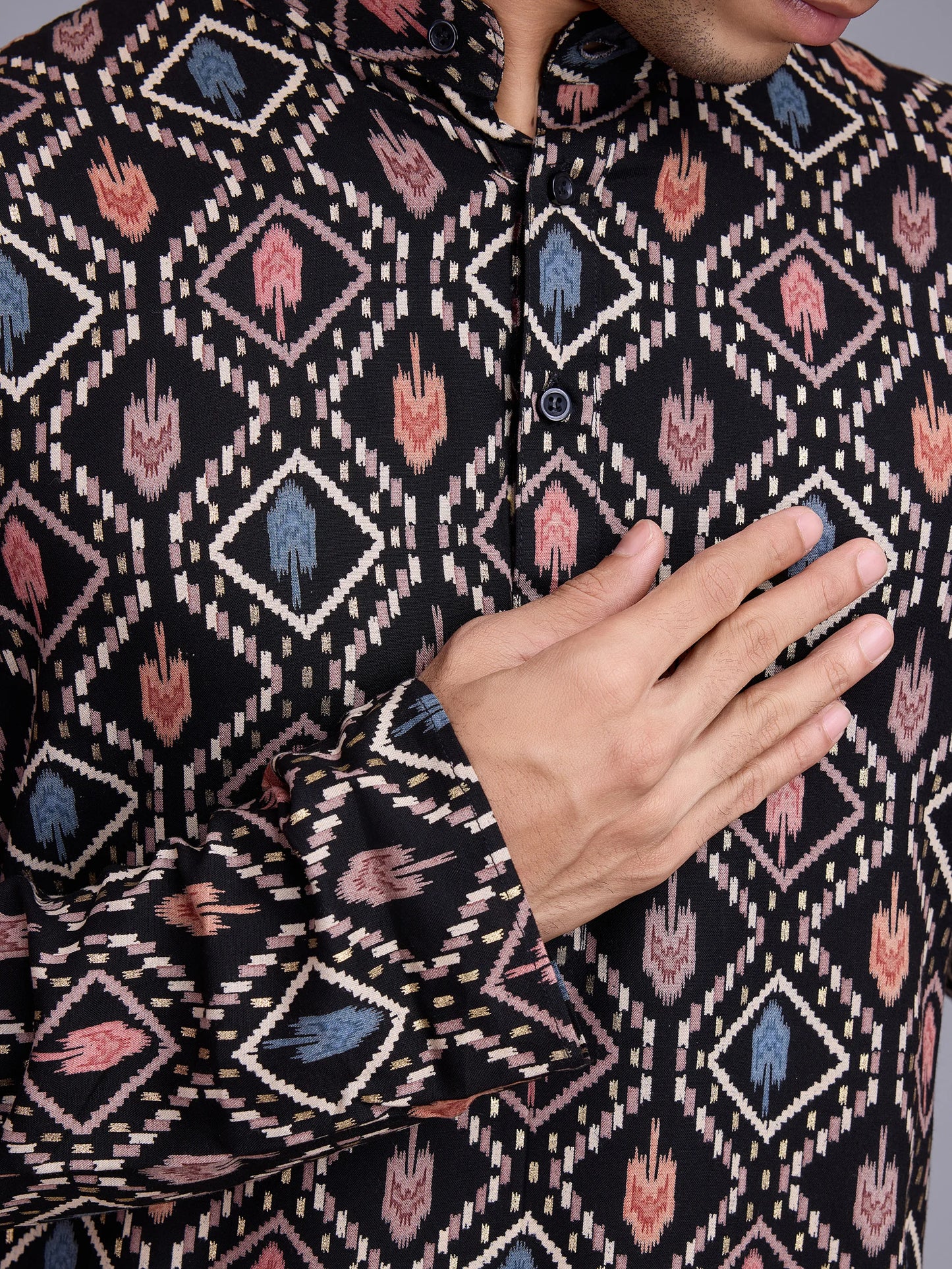  Black Foil Work Kurta