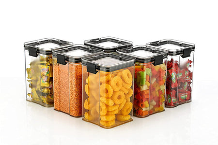 Air Tight Unbreakable Big Size Square Shape Kitchen Storage Container - 1100 Ml (Set Of 6).