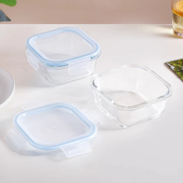 Safe Lock Glass Storage Container Set Of 2 Airtight 500ml