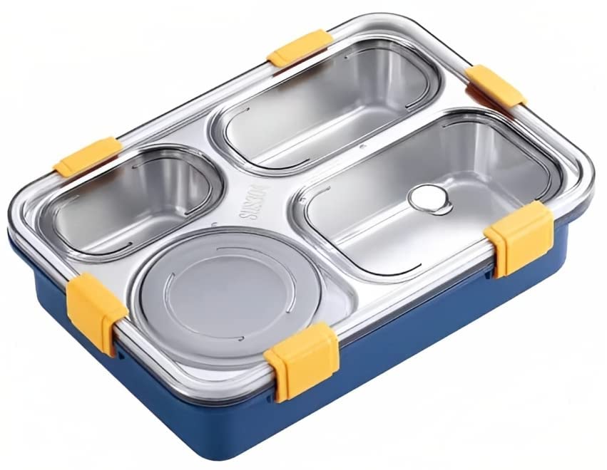 4 COMPARTMENT STEEL LUNCH BOX