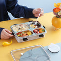 4 COMPARTMENT STEEL LUNCH BOX