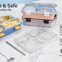 4 COMPARTMENT STEEL LUNCH BOX