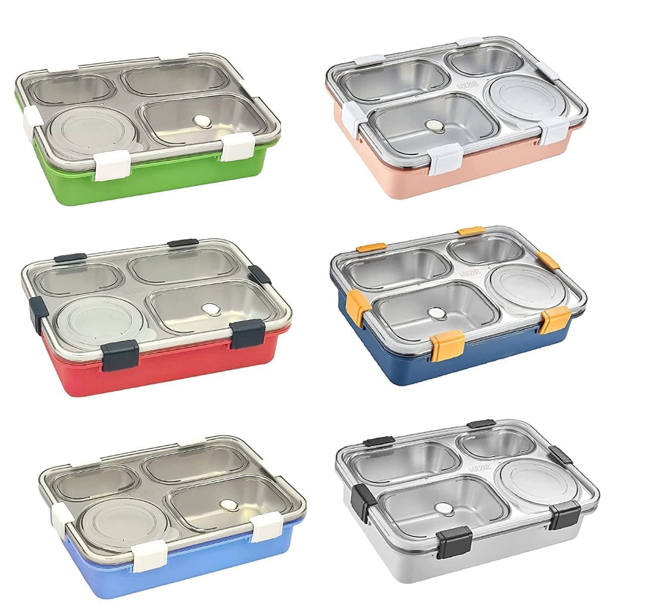 4 COMPARTMENT STEEL LUNCH BOX