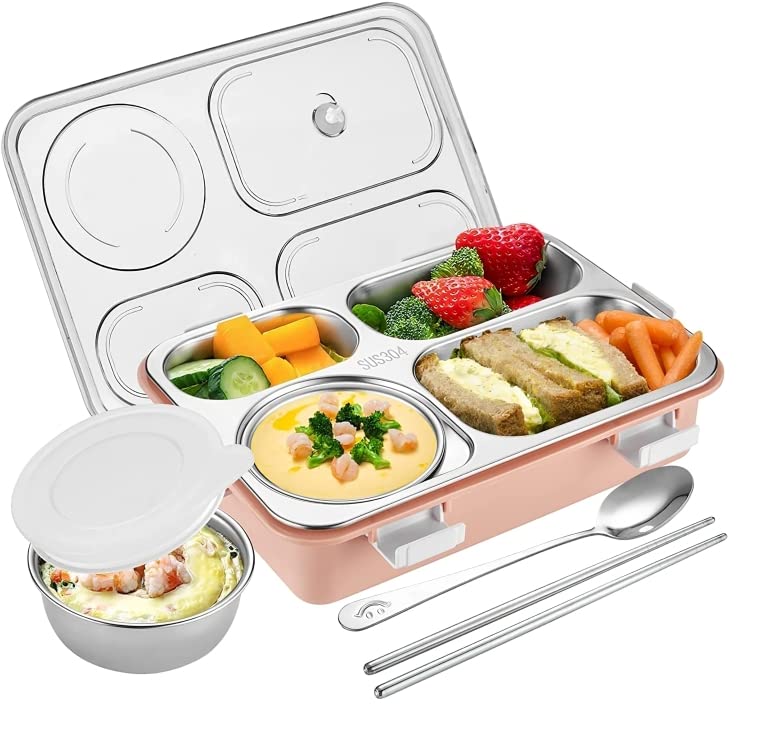 4 COMPARTMENT STEEL LUNCH BOX